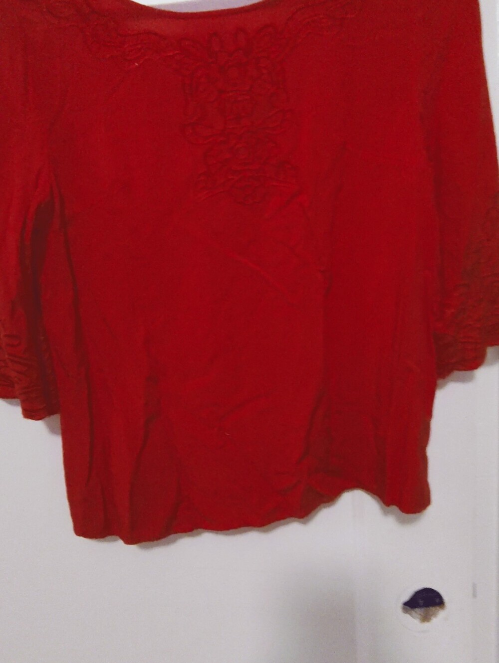Red Embroidery Top With String In Back Showing Summer Fun Cute Design - Picture 6 of 9